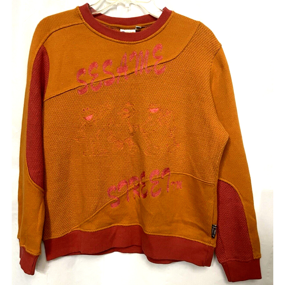 Womens Sweeter (2005) Sesame Street Work Shop 100%Cotton Sz 4 Orange RARE Piz